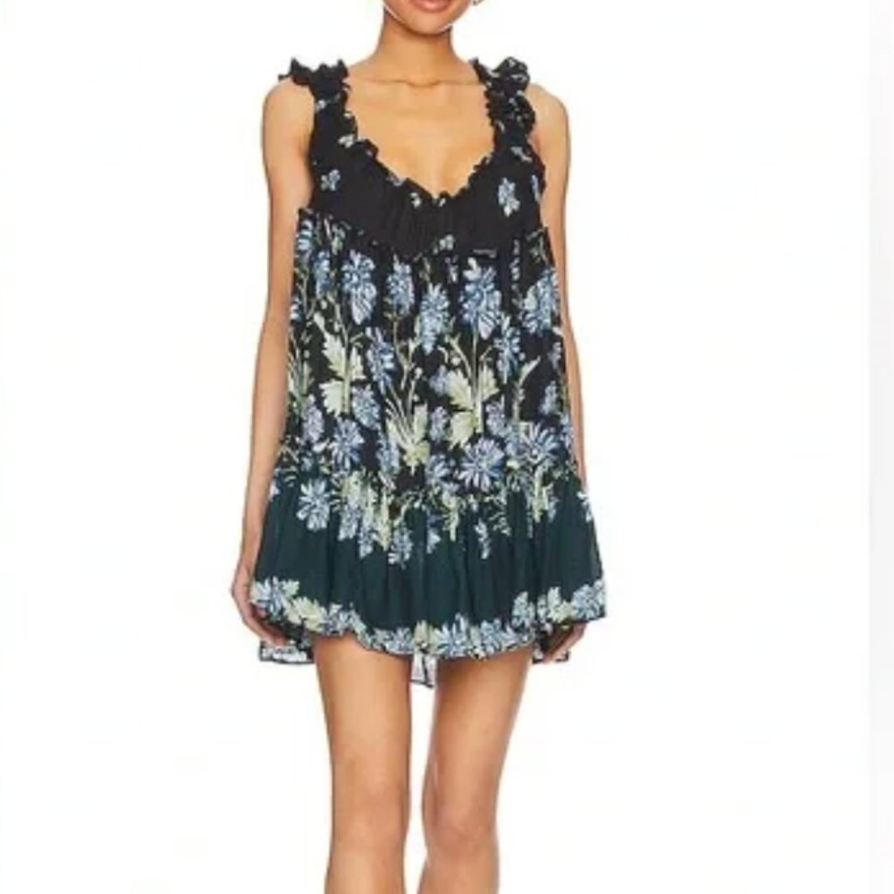 X Intimately Free People Bali Wild Daisy Slip in Black Combo - Size XL